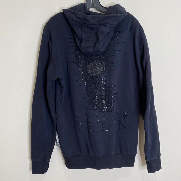 Philipp Plein Crystal Rhinestone Half Skull Hoodie *Black* Sz XL - Picture 6 of 14